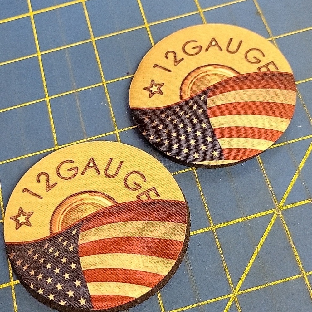12 Gauge American Flag Car 2.5" Rubber Coasters Lot of 2